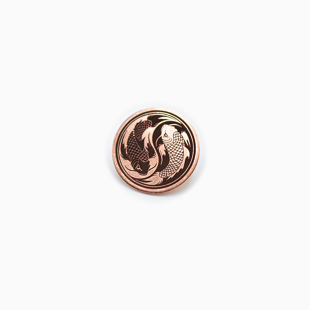 Yin Yang Koi Fish Copper Pin